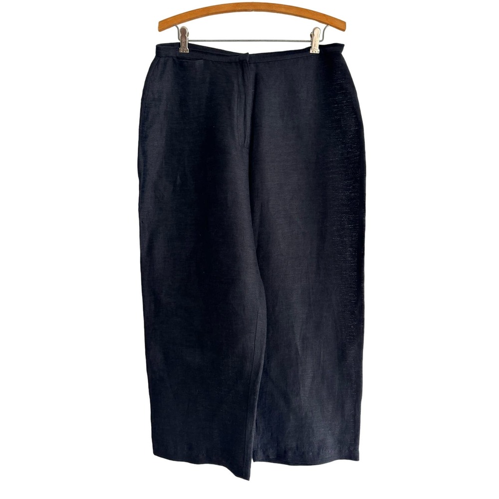 EILEEN FISHER Linen cotton wide legged cropped culotte pants in black | Sz M A2